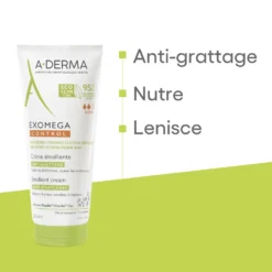 A-Derma Exomega Control - Crema Emolliente Anti-Grattage Pelle Secca e Atopica Prurito, 200ml