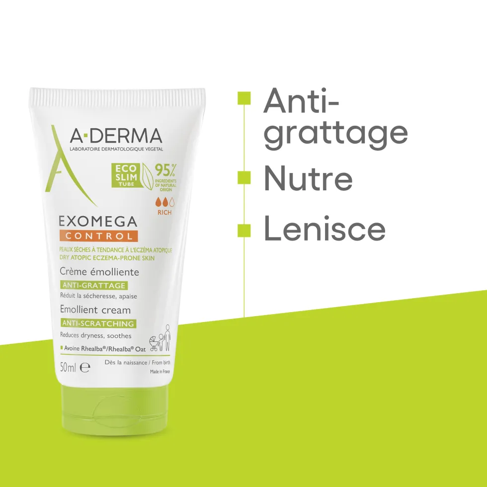 A-Derma Exomega Control - Crema Emolliente Pelle Secca Tendenza Atopica, 50ml