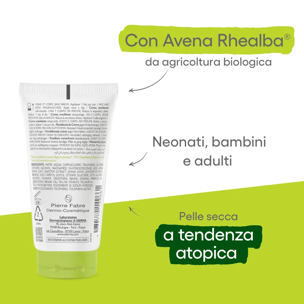 A-Derma Exomega Control - Crema Emolliente Pelle Secca Tendenza Atopica, 50ml