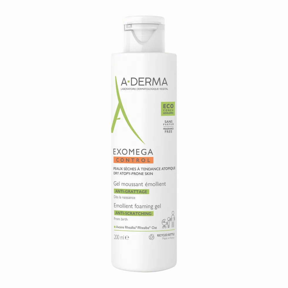 A-Derma Exomega Control - Gel Detergente Emolliente Viso e Corpo, 200ml