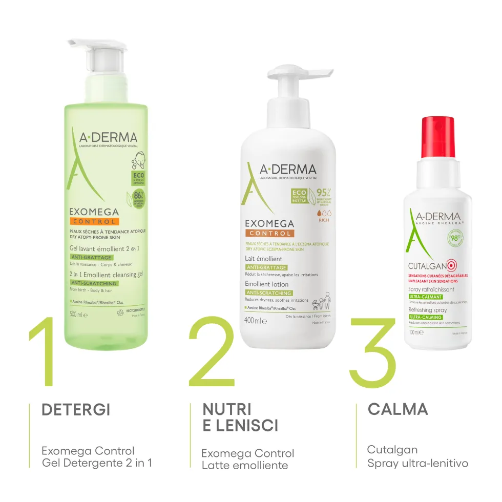 A-Derma Exomega Control - Latte Emolliente per Pelle Secca e Atopica, 400ml