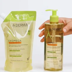 A-Derma Exomega Control - Olio Lavante Emolliente Eco Pack Flacone 500ml + Refill Eco Ricarica 500ml