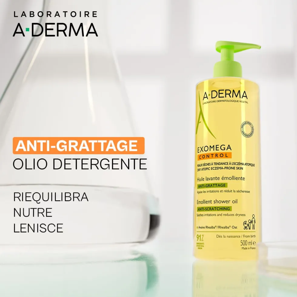 A-Derma Exomega Control - Olio Lavante Emolliente Anti-Grattage, 500ml