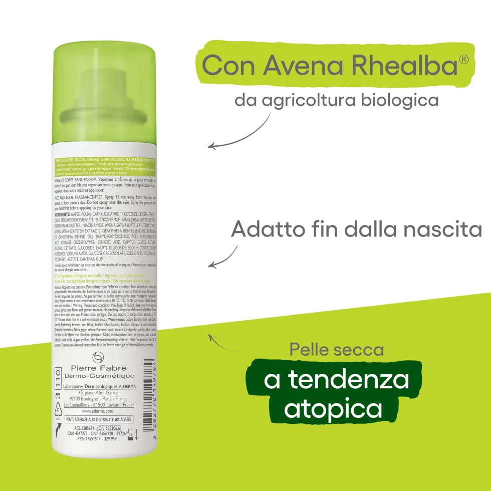 A-Derma Exomega Control - Spray Emolliente per Pelle Secca a Tendenza Atopica Prurito, 200ml