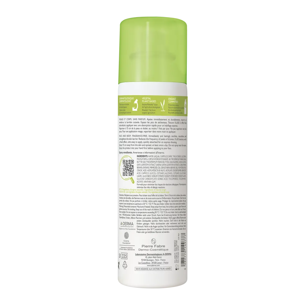 A-Derma Exomega Control - Spray Emolliente per Pelle Secca a Tendenza Atopica Prurito, 200ml