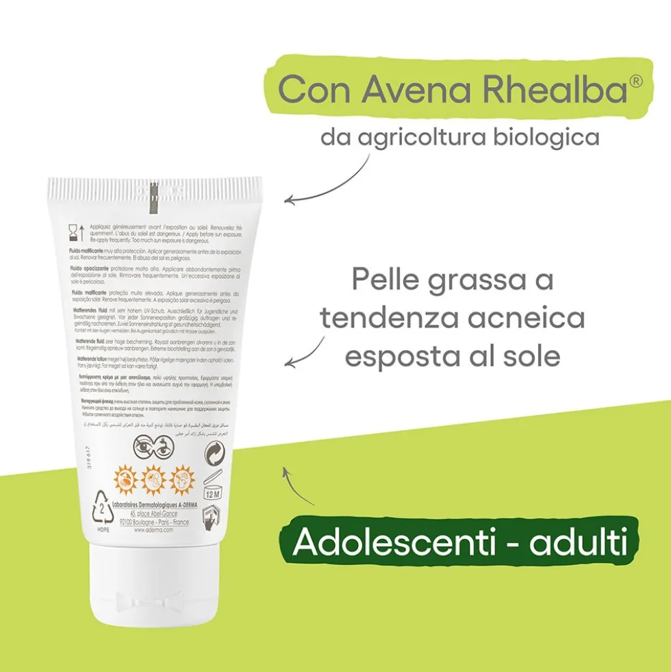A-DERMA Protect - AC SPF50+ Fluido Solare Opacizzante, 40ml
