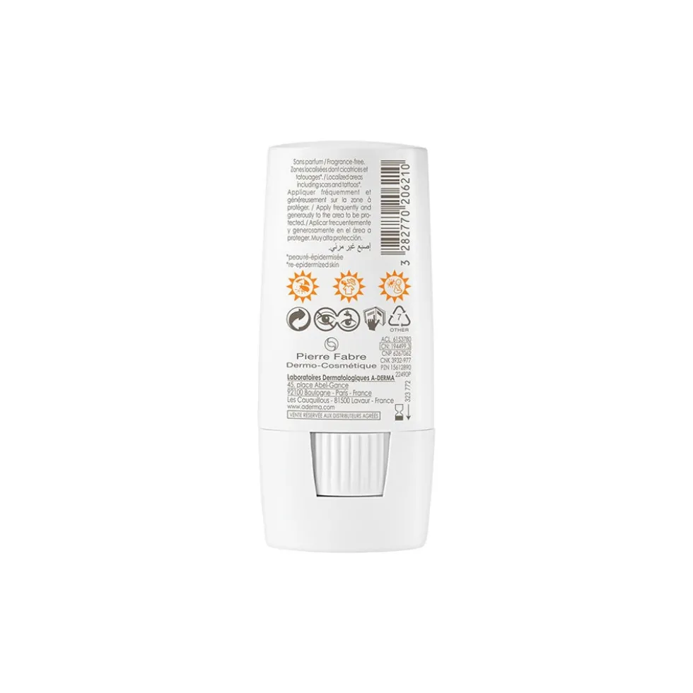 A-Derma Protect X-Trem - Stick solare invisibile SPF 50+ per le zone fragili, 8 g