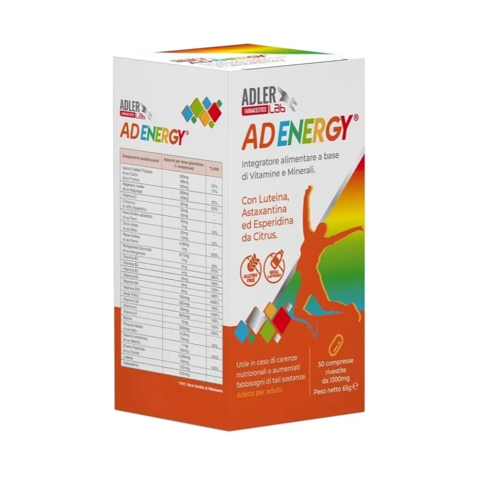 Adler Adenergy Integratore Multivitaminico e Multiminerale, 50 compresse
