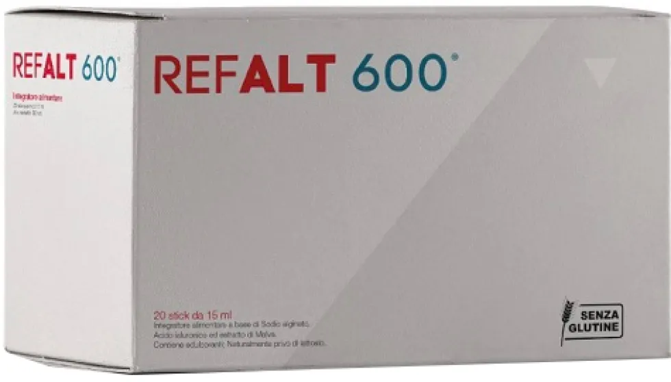 Agaton Refalt 600 Integratore alimentare per il reflusso gastro-esofageo, 20 stick da 15 ml