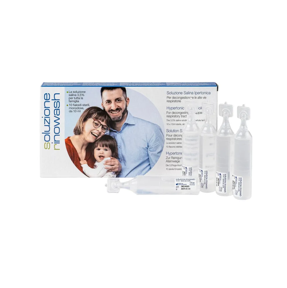 Air Liquide Rinowash - Soluzione salina ipertonica per la pulizia del naso, 10 fiale da 10 ml