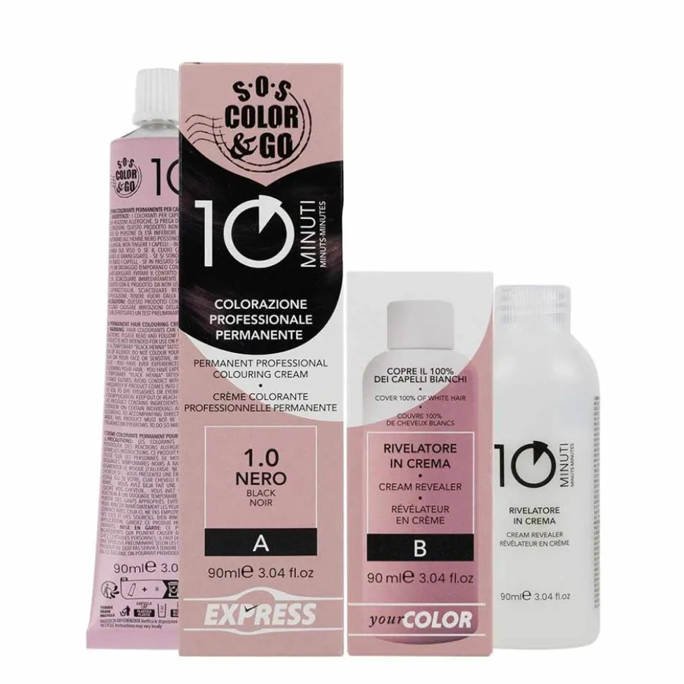 Alama Sos Color & Go 1.0 nero - Tinta permanente per i capelli bianchi in 10 minuti, 180 ml