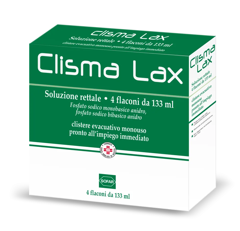 Alfasigma Clismalax Soluzione Rettale Trattamento Stitichezza Occasionale, 4 Flaconi da 133ml