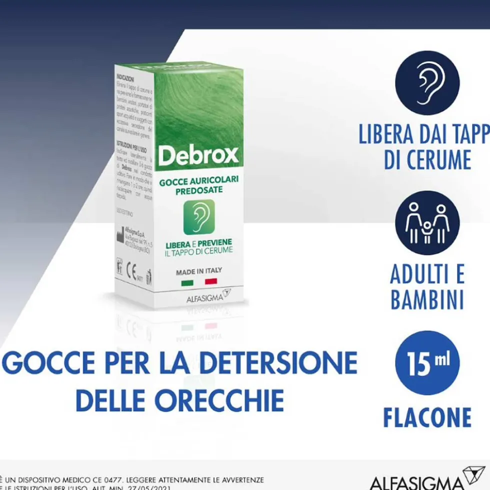 Alfasigma Debrox Gocce Auricolari per la Dissoluzione di Tappi di Cerume, 15ml