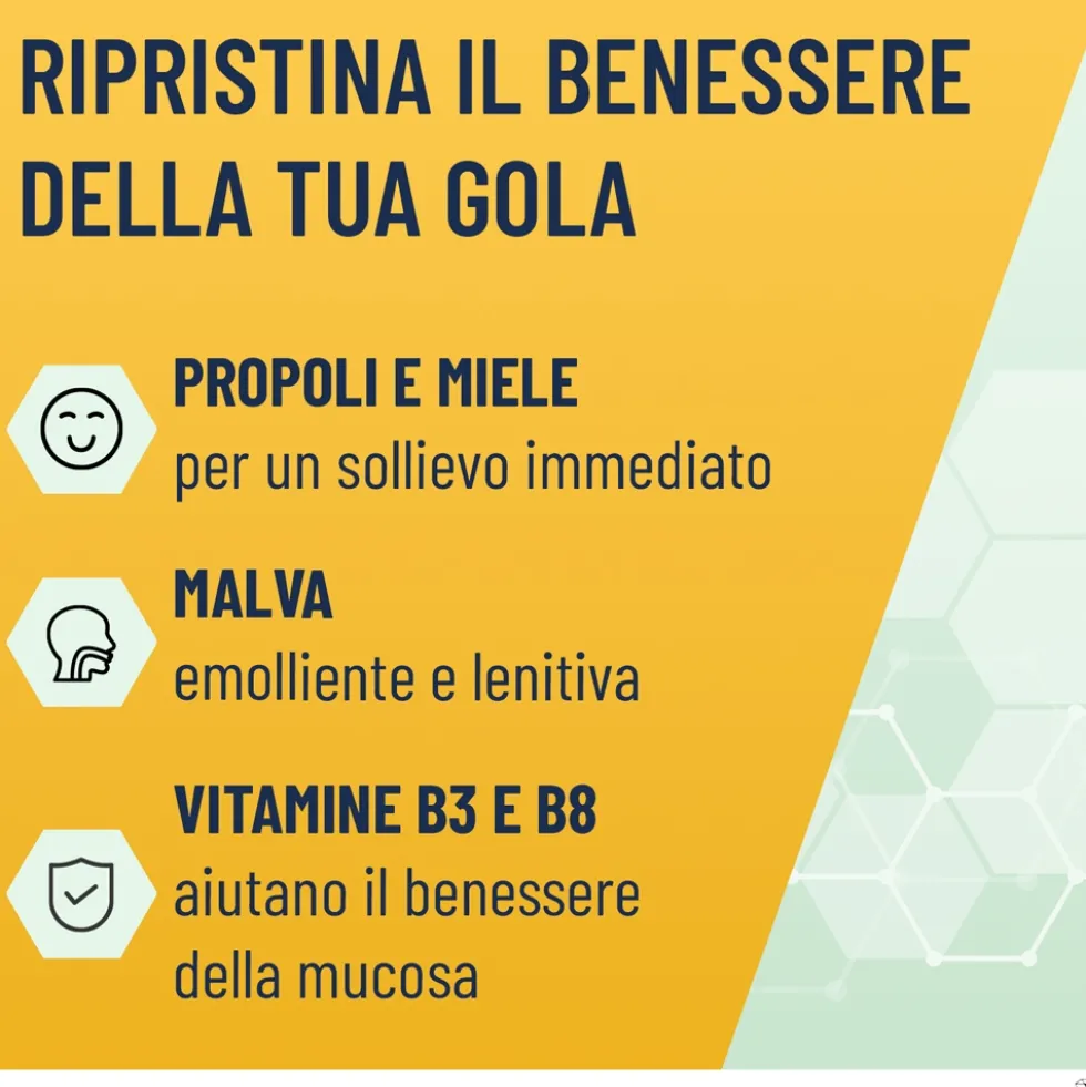 Alfasigma NeoBorocillina Propolmiele+ - Pastiglie per la gola al miele e limone, 16 pastiglie