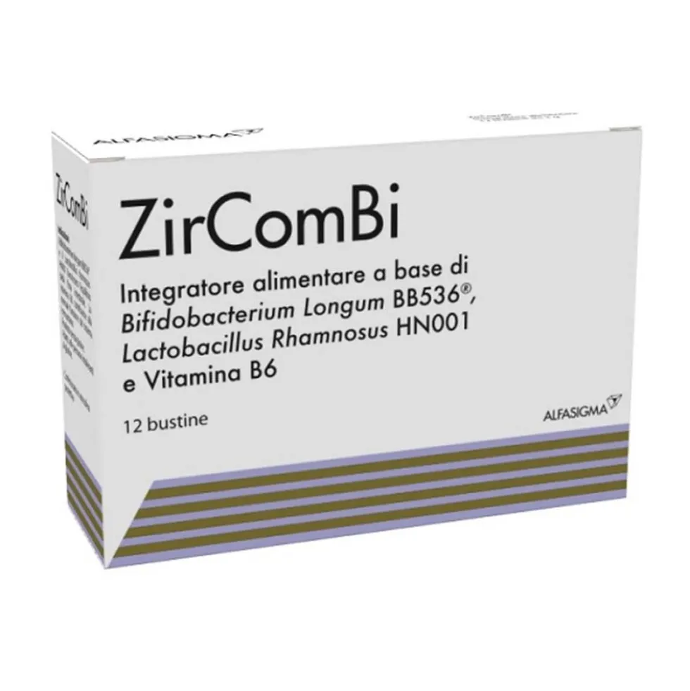 Alfasigma ZirComBi - Integratore per la flora intestinale e il sistema immunitario, 12 bustine