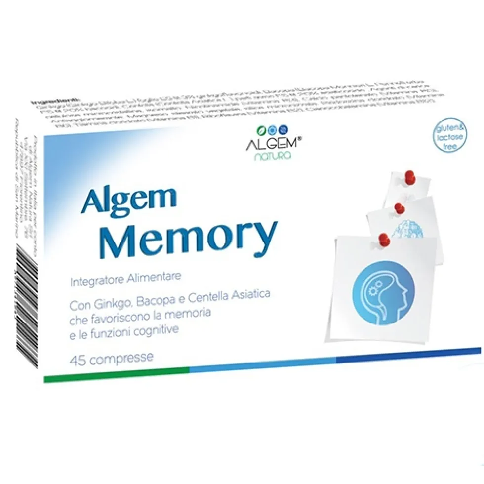 Algem Natura Algem Memory - Algem Memory integratore alimentare per la memoria, 45 compresse