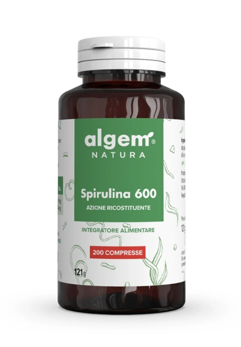 Algem Natura Algem Spirulina - Alga ad azione ricostituente, integratore spirulina 200 compresse