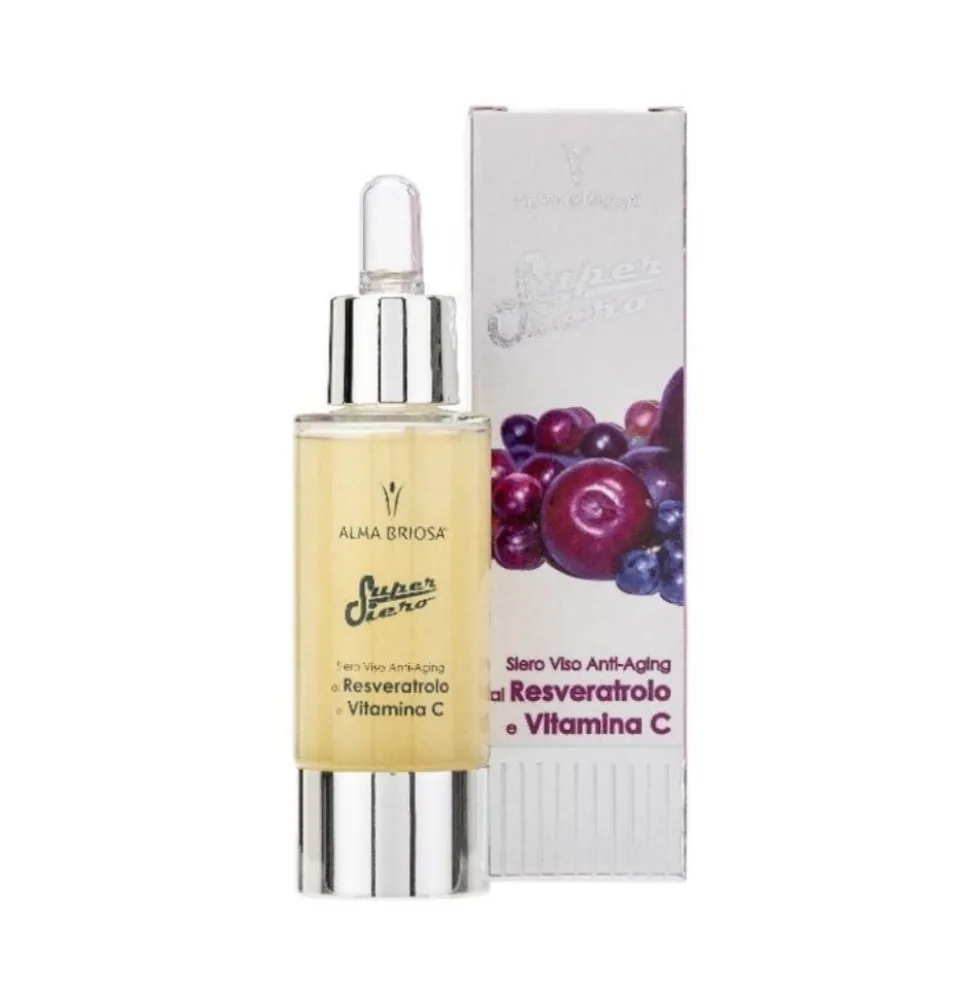 Alma Briosa SuperSiero Siero Viso Anti Età Resveratrolo e Vitamina C, 30ml