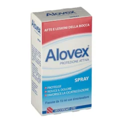 Alovex Protezione Attiva - Spray lenitivo per le afte e le lesioni della bocca, flacone da 15 ml