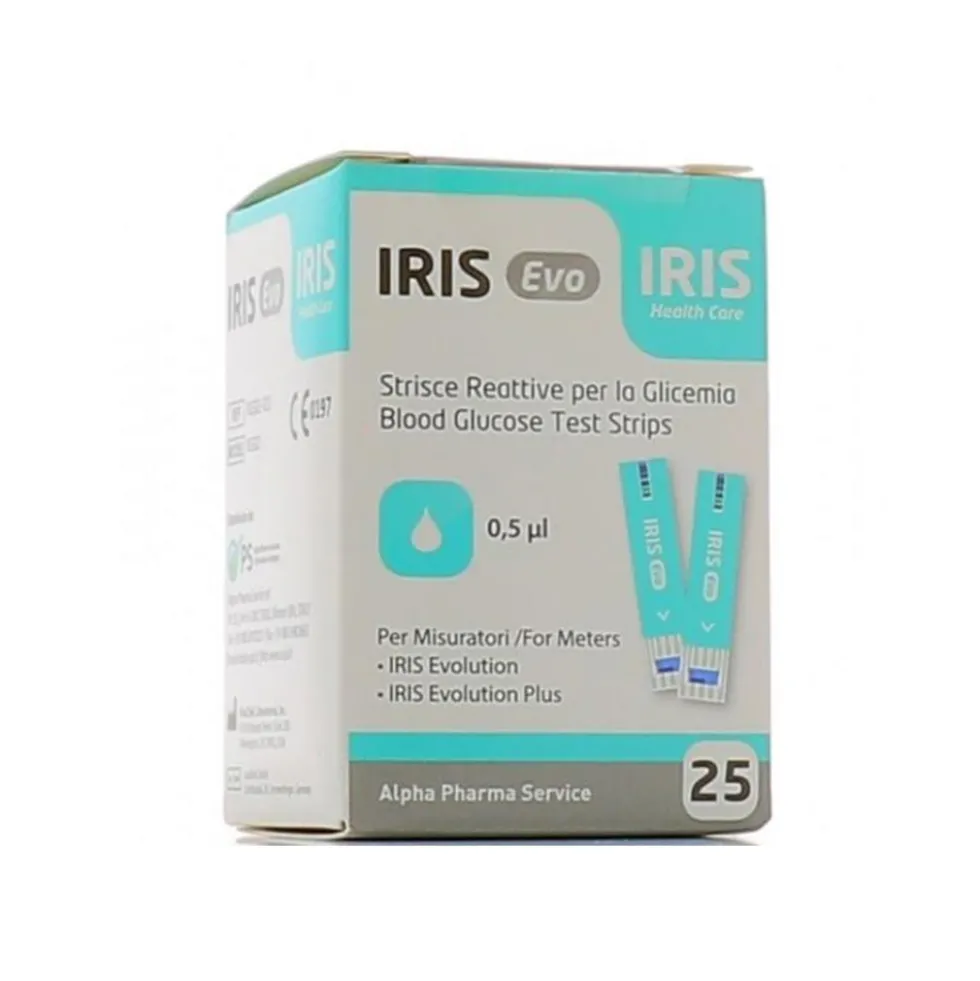 Alpha Pharma Iris Evo Strisce Reattive per la Glicemia, 25 Strisce