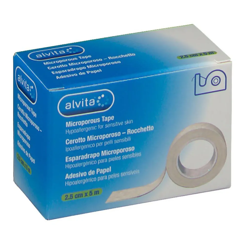 Alvita Cerotto Microporoso In Rocchetto 2,5 cm x 5m, 1 Pezzo