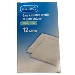 Alvita Garza Idrofila Sterile In Puro Cotone 18 x 40 cm 12 Pezzi