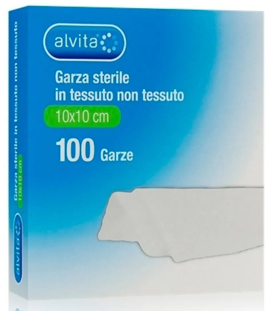 Alvita Garza Sterile in Tessuto Non Tessuto 10x10cm, 100 garze
