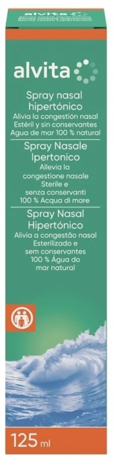 Alvita Spray Nasale Ipertonico con Xilitolo Decongestionante per Naso Chiuso, 125ml