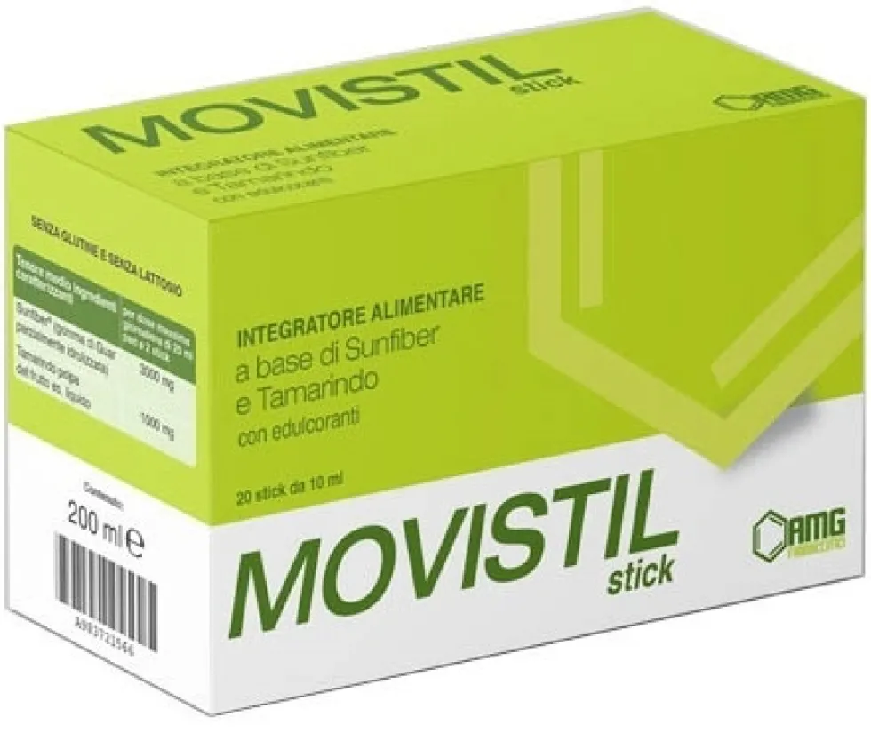 Amg Farmaceutici Movistil stick 20 stick - Integratore per il transito intestinale, da 10 ml