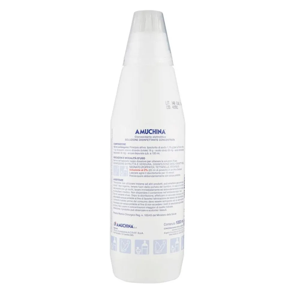 Amuchina Soluzione disinfettante concentrata - Disinfettante per la frutta e la verdura, 1000 ml