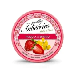 Anberries Gola e Voce fragola ed erisimo - Pastiglie gommose lenitive per la gola, 50 g