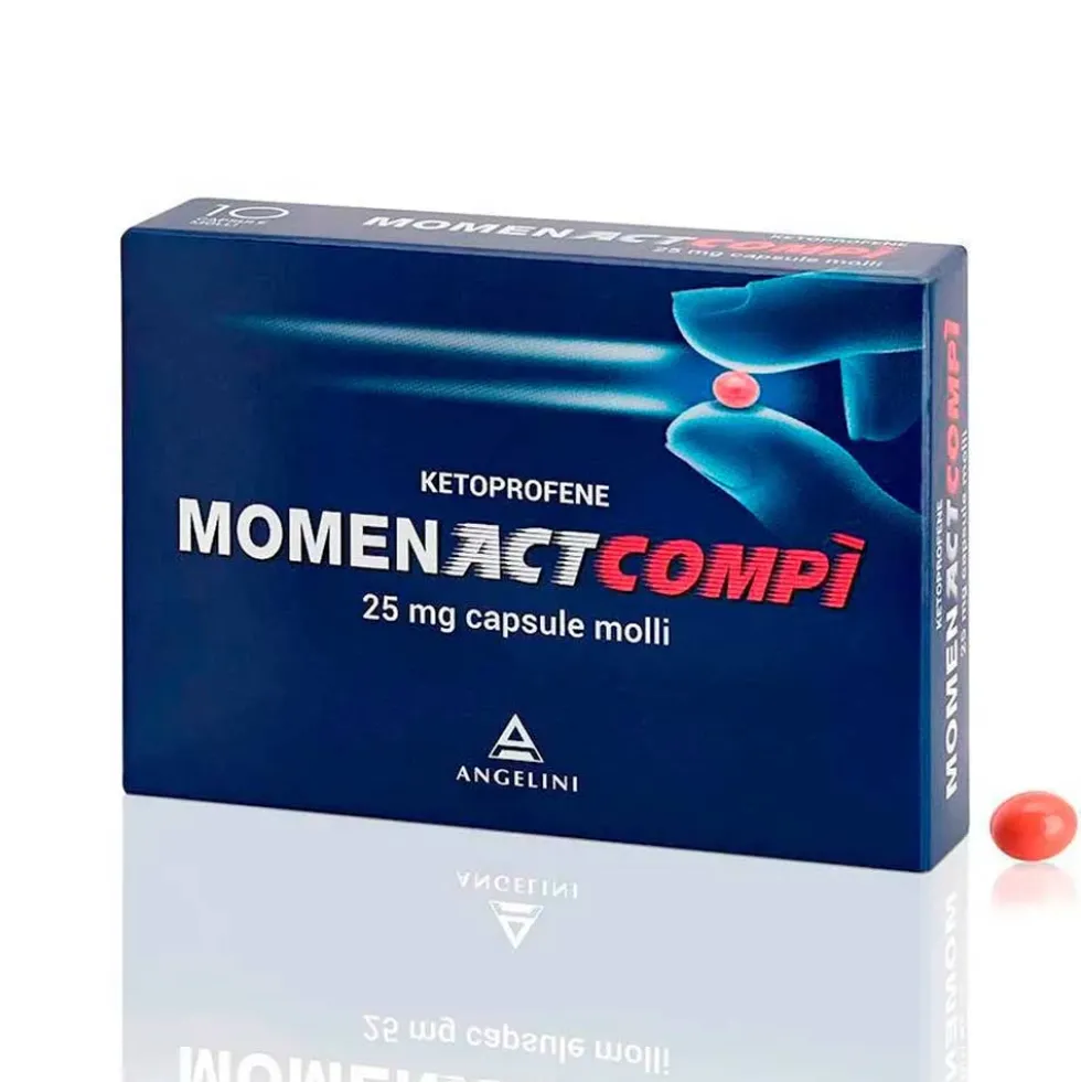 Angelini MomenActCompì 25mg Ketoprofene Antidolorifico, 10 Capsule Molli