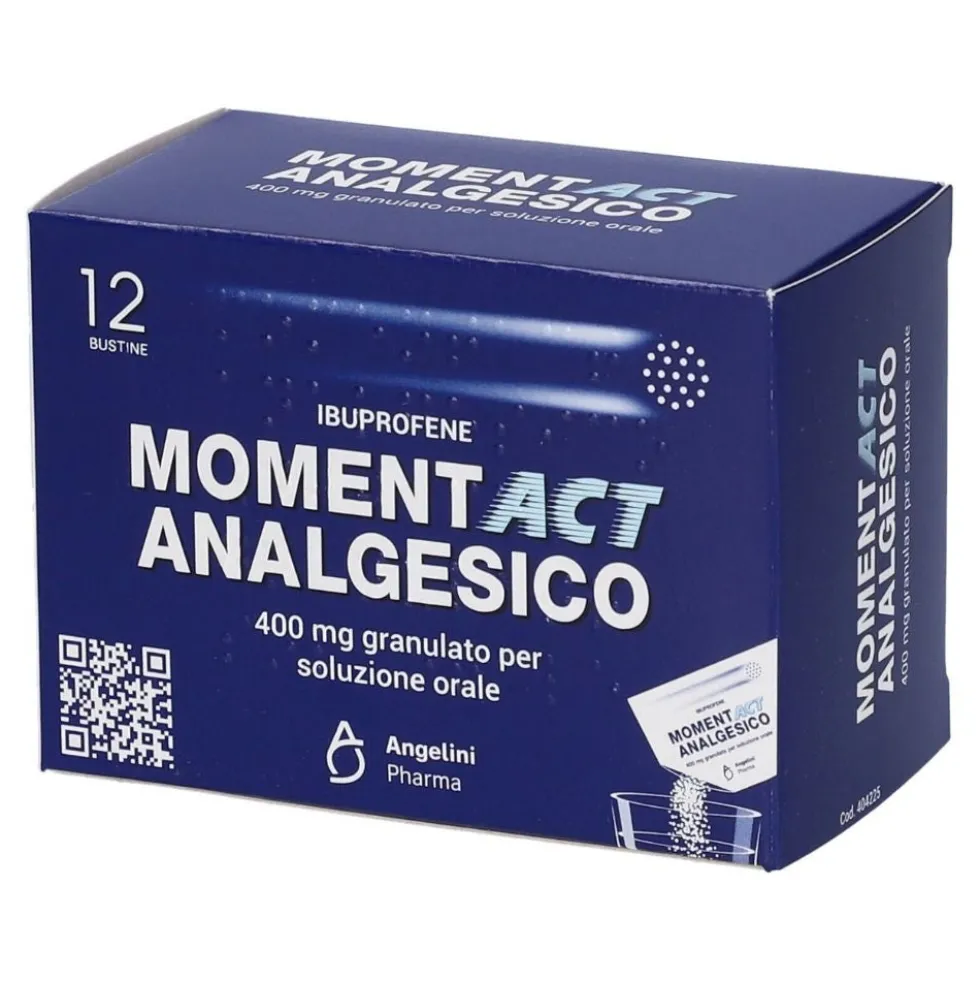 Angelini Momentact Analgesico 400mg Ibuprofene Granulato per Soluzione Orale, 12 Bustine