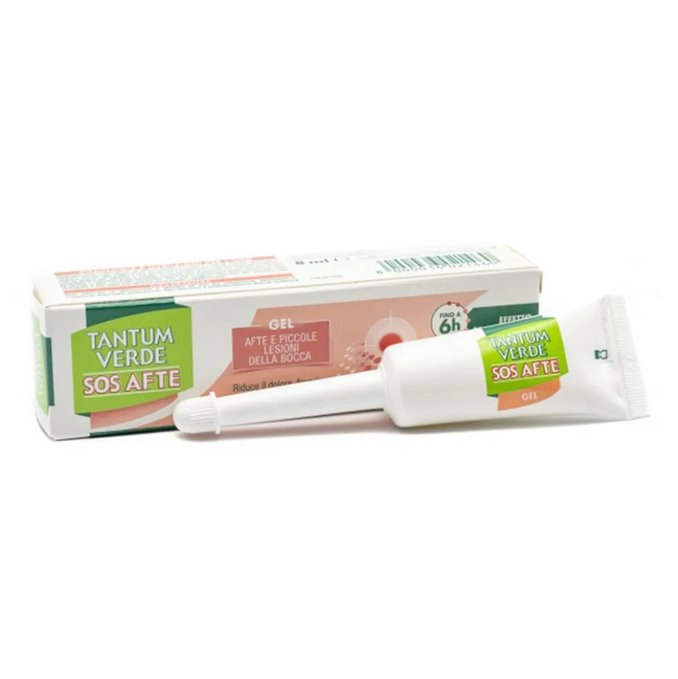 Angelini Tantum Verde SOS Afte - Gel per il trattamento delle afte e lesioni orali, 8 ml