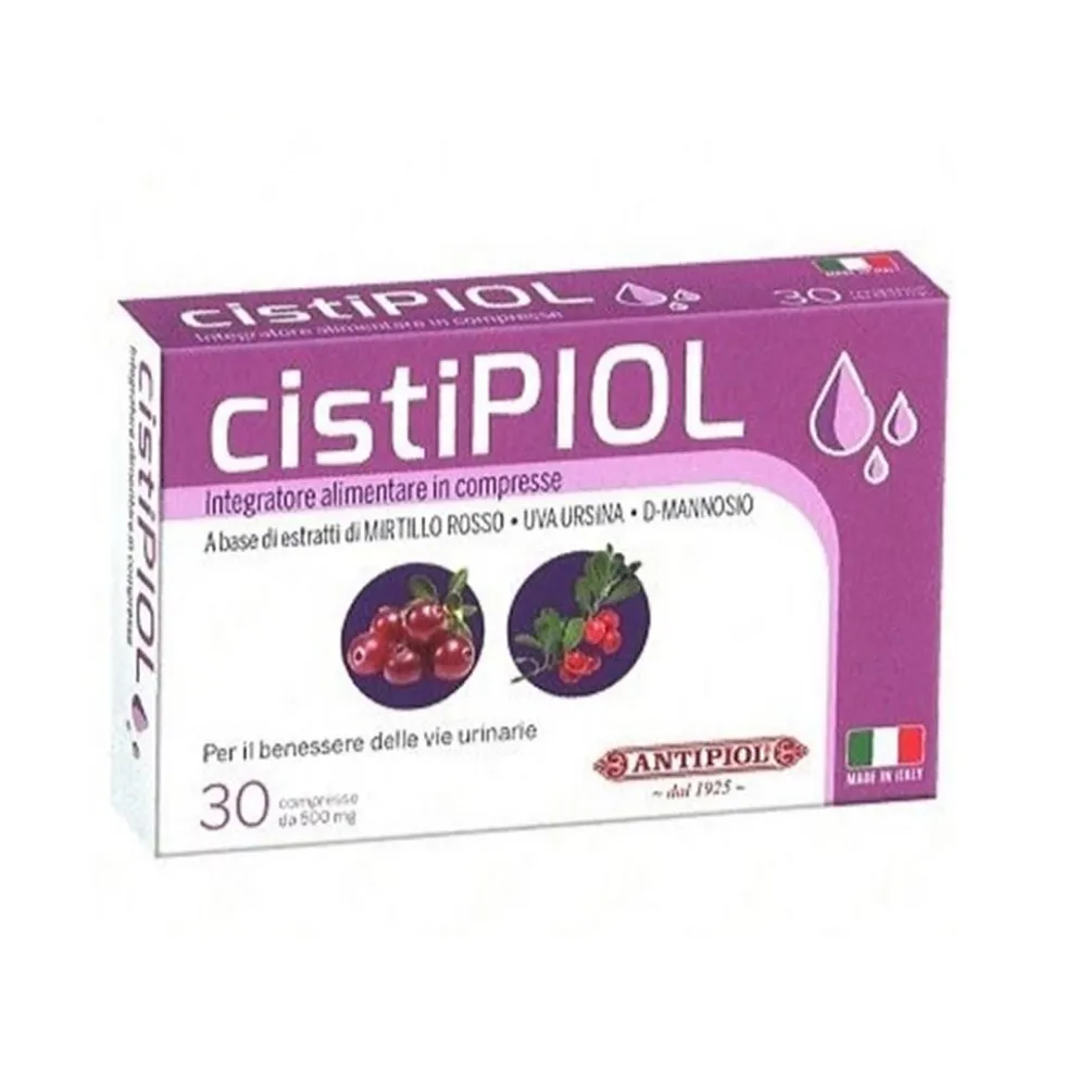 Antipiol CistiPIOL Integratore Vie Urinarie e Drenaggio Liquidi, 30 Compresse