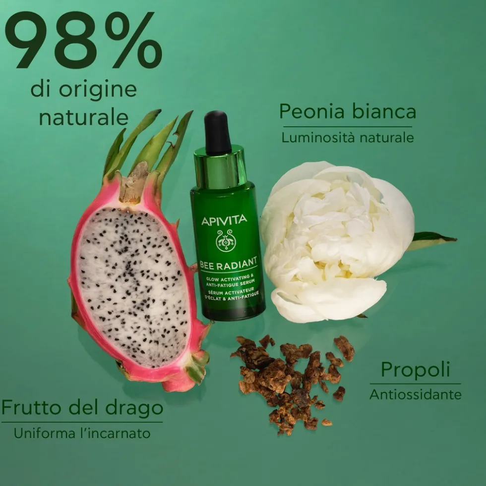 Apivita Bee Radiant - Siero Energizzante Attivatore Luminosità Anti Fatica, 30ml
