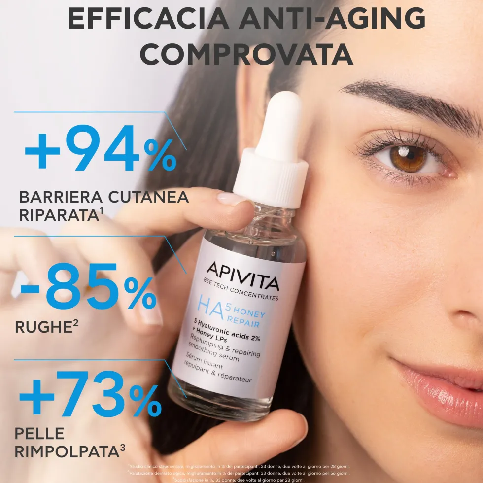 Apivita HA5 Honey Repair - Siero viso idratante e rimpolpante per le rughe, 30 ml