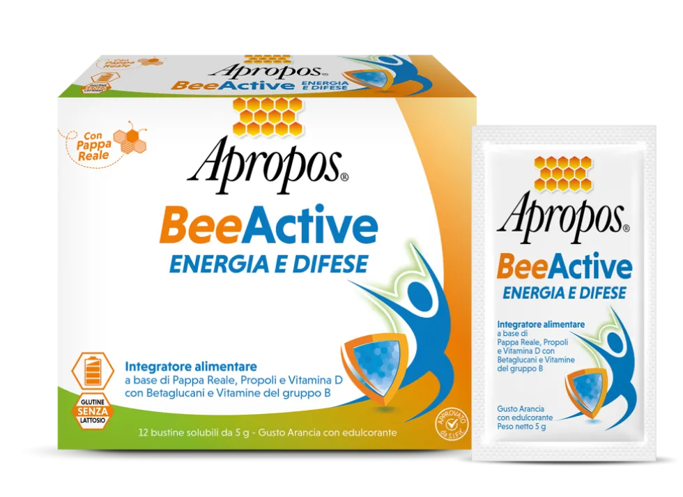 Apropos Bee Active Energia e Difese - Integratore per il sistema immunitario, 12 bustine da 5 g