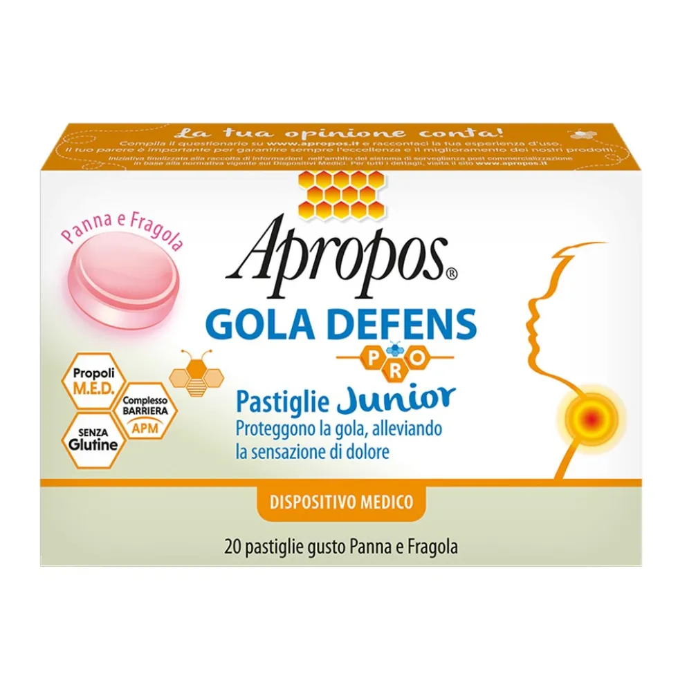 Apropos Gola Defens Pro Junior - Pastiglie per proteggere e lenire la gola, 20 pastiglie