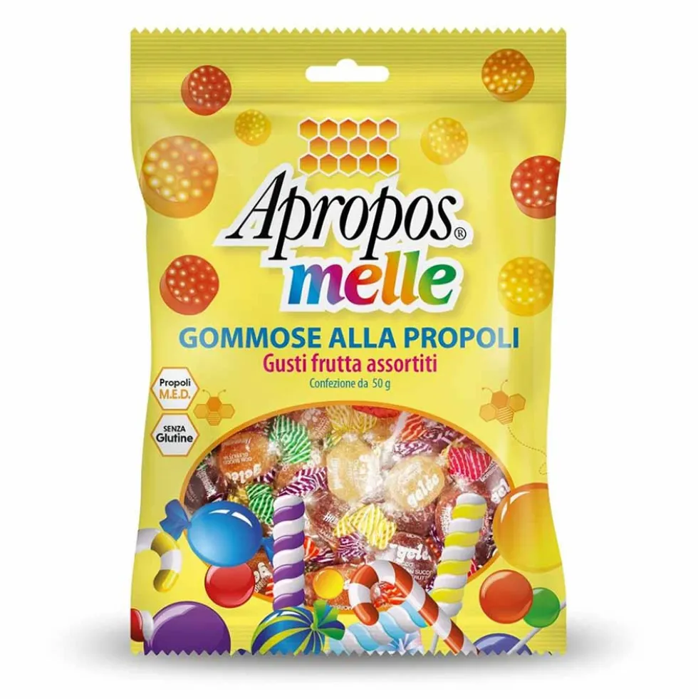 Apropos Melle - Caramelle gommose con propoli e frutta ad azione lenitiva per la gola, 50 g