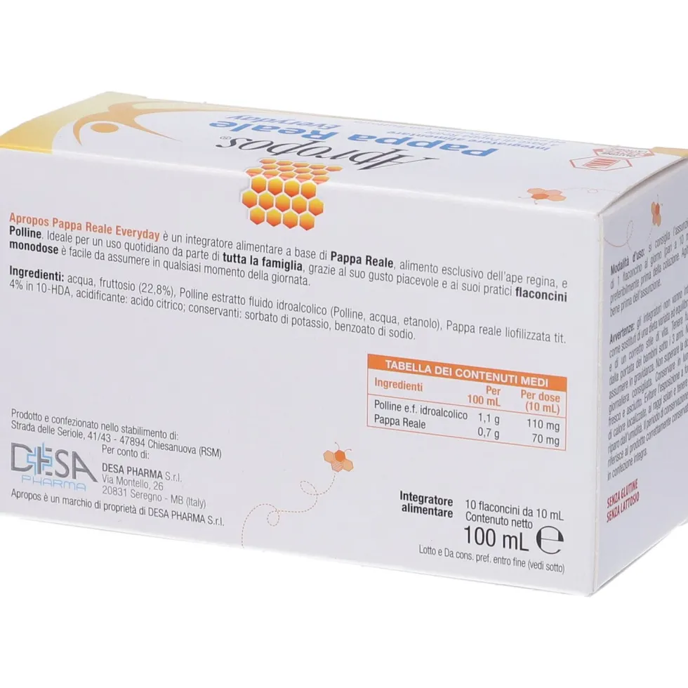 Apropos Pappa Reale Everyday - Integratore alimentare ricostituente, 10 flaconcini da 10 ml
