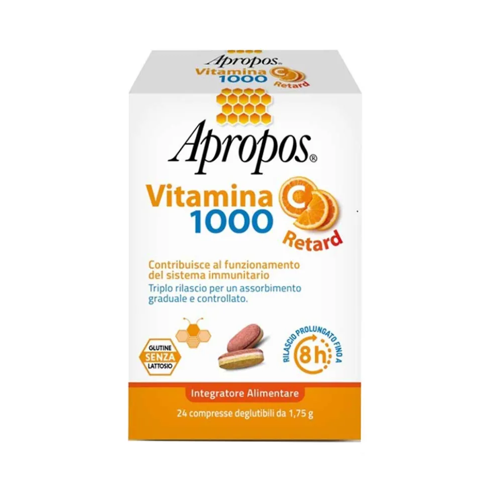 Apropos Vitamina C 1000 Retard Integratore a Rilascio Prolungato, 24 Compresse