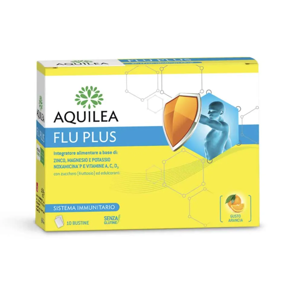 Aquilea Flu Plus - Integratore per il sistema immunitario e la stanchezza, 10 bustine