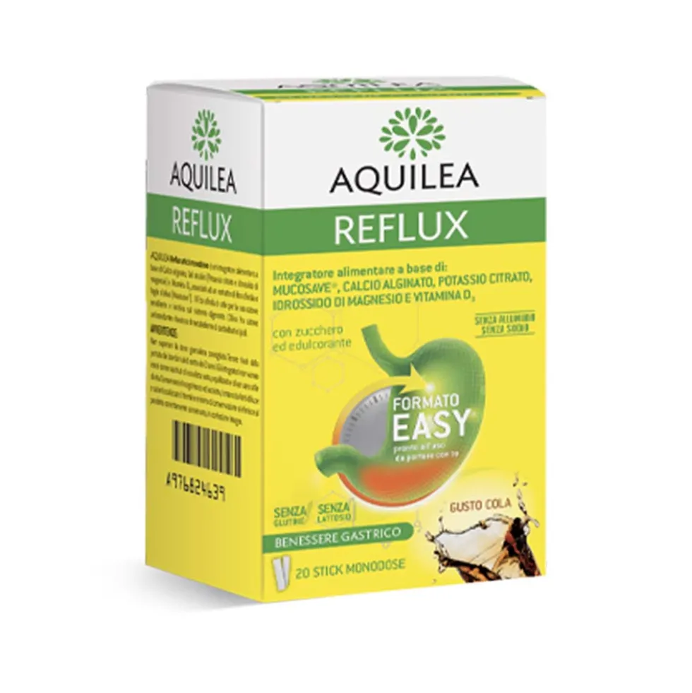 Aquilea Reflux - Integratore per il reflusso e l'acidità gastrica, 20 stick monodose