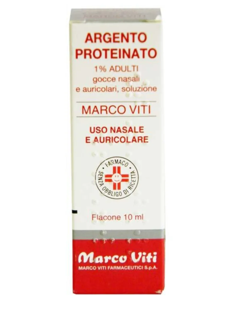 Argento Proteinato Marco Viti 1% Adulti Gocce Nasali e Auricolari Decongestionante e Antisettico, 10ml