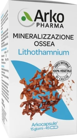 Arkofarm Arkocapsule Lithothamnium - Integratore di calcio, mineralizzazione ossea, 45 capsule