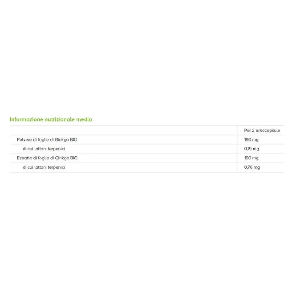 Arkopharma Arkocapsule Ginkgo Bio - Integratore alimentare per la memoria, 130 capsule