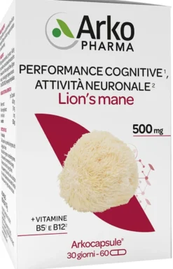 ArkoPharma Arkocapsule Lion's Mane Integratore per la memoria e la concentrazione, 60 capsule