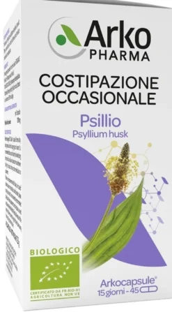 Arkopharma Arkocapsule Psillio - Integratore per la regolarità del transito intestinale, 45 capsule