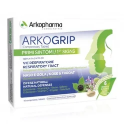 Arkopharma Arkogrip - Integratore alimentare per naso, gola e difese naturali, 15 compresse